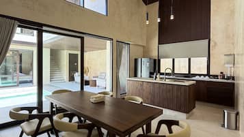 Deluxe Villa, 3 Bedrooms, Private Pool | Private kitchen | Fridge, microwave, stovetop, cookware/dishes/utensils
