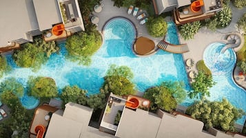 3 outdoor pools