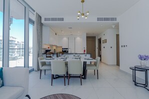 Deluxe Apartment, Balcony, Lagoon View | In-room dining - District One Residences - MBR  (Dubai)