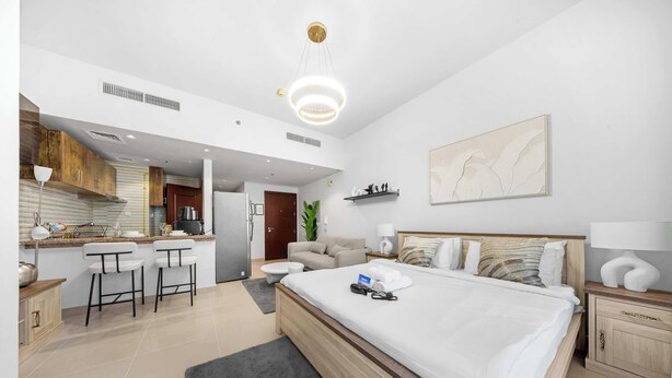 Iron/ironing board, WiFi, bed sheets - StayShort - Stylish Studio Apartment in Sports City - Sleeps 2 (Sports City)