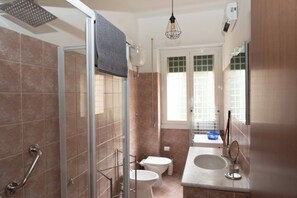 Dusche, Haartrockner, Bidet, Handtücher