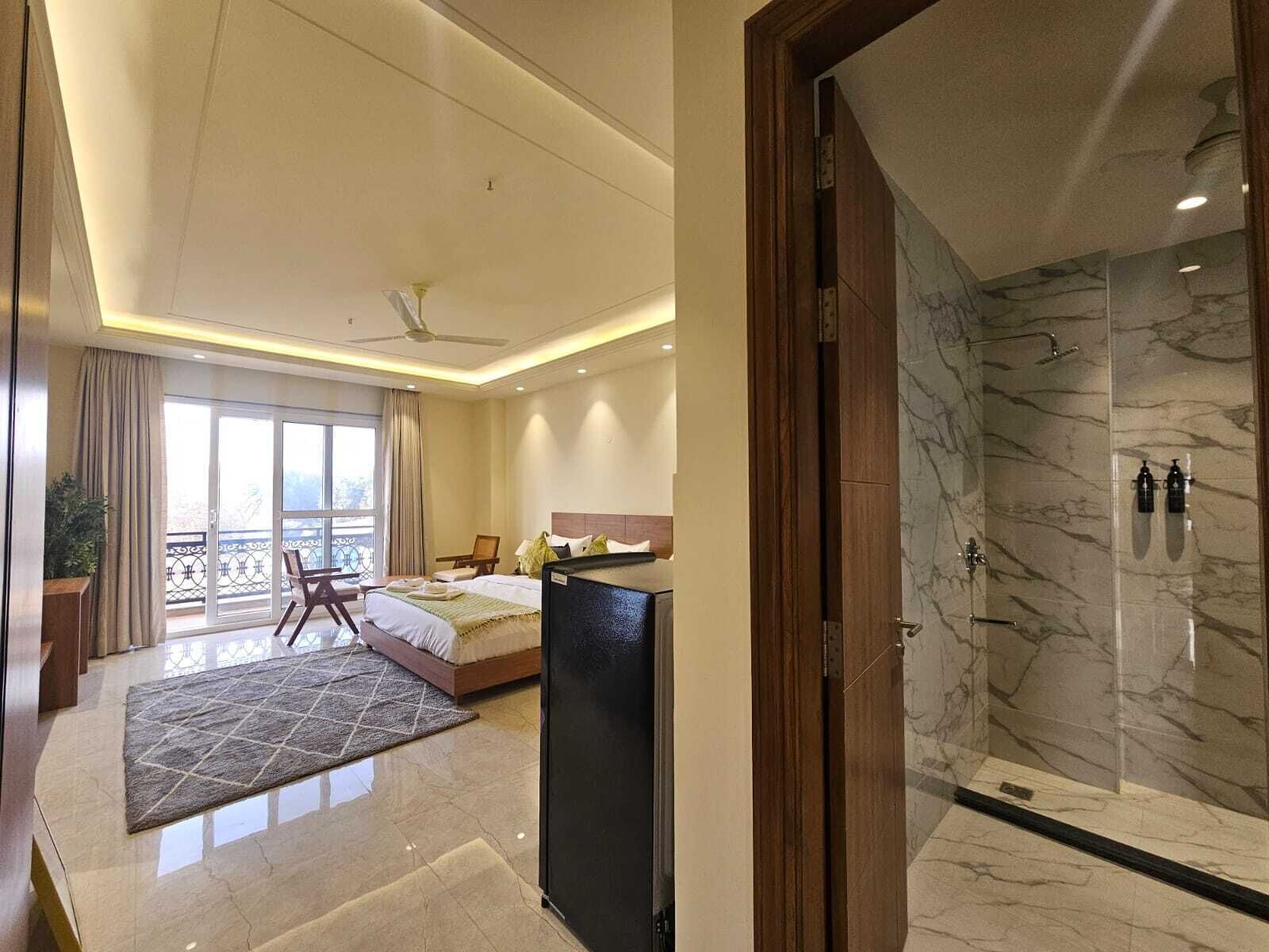 Shower, free toiletries, hair dryer, slippers