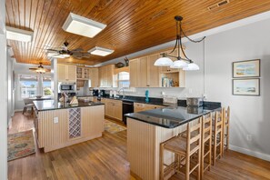 Fridge, microwave, oven, stovetop - Wishlist: Oceanfront Event Friendly Home with Elevator (Oak Island)