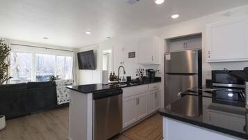 Fridge, microwave, oven, dishwasher