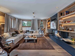 Living area - Megève: Luxury apartment 115m², 6 pers, ski-in, Wifi (Megève)