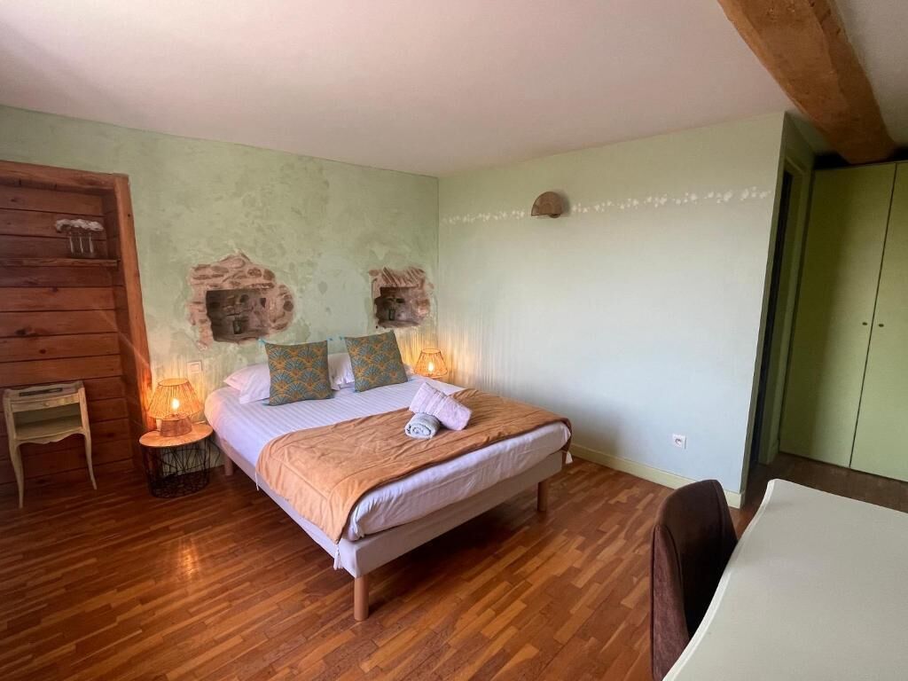 Desk, laptop workspace, blackout curtains, free WiFi