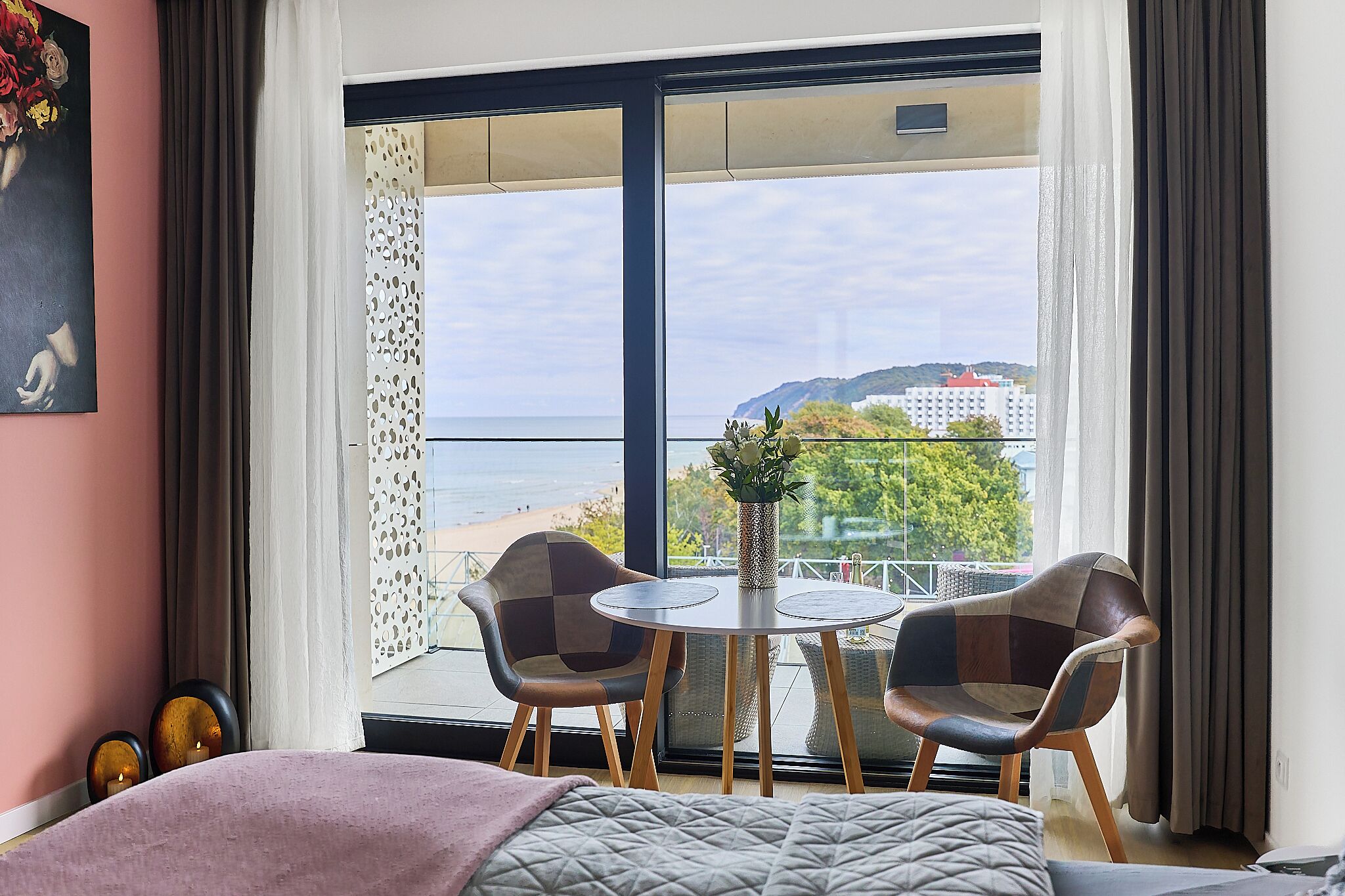 Studio Deluks, balkon, pemandangan laut | Setrika/meja setrika dan Wi-Fi gratis