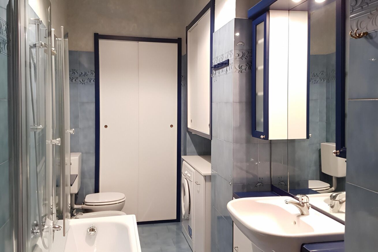 Hair dryer, bidet, towels, soap