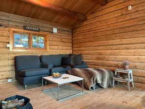 Cabin, 3 Bedrooms, Balcony, Garden View | Living area | Books - Cabin, 30 m to the Sea, 25 min Oslo, 10 min Tusenfryd (Frogn)
