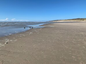 A wide sandy beach with footprints and a clear sky. - Villa "Parfum de dunes", Domaine du golf des Pins, Hardelot, along the golf course. (Neufchâtel-Hardelot)