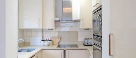 Fridge, microwave, oven, toaster