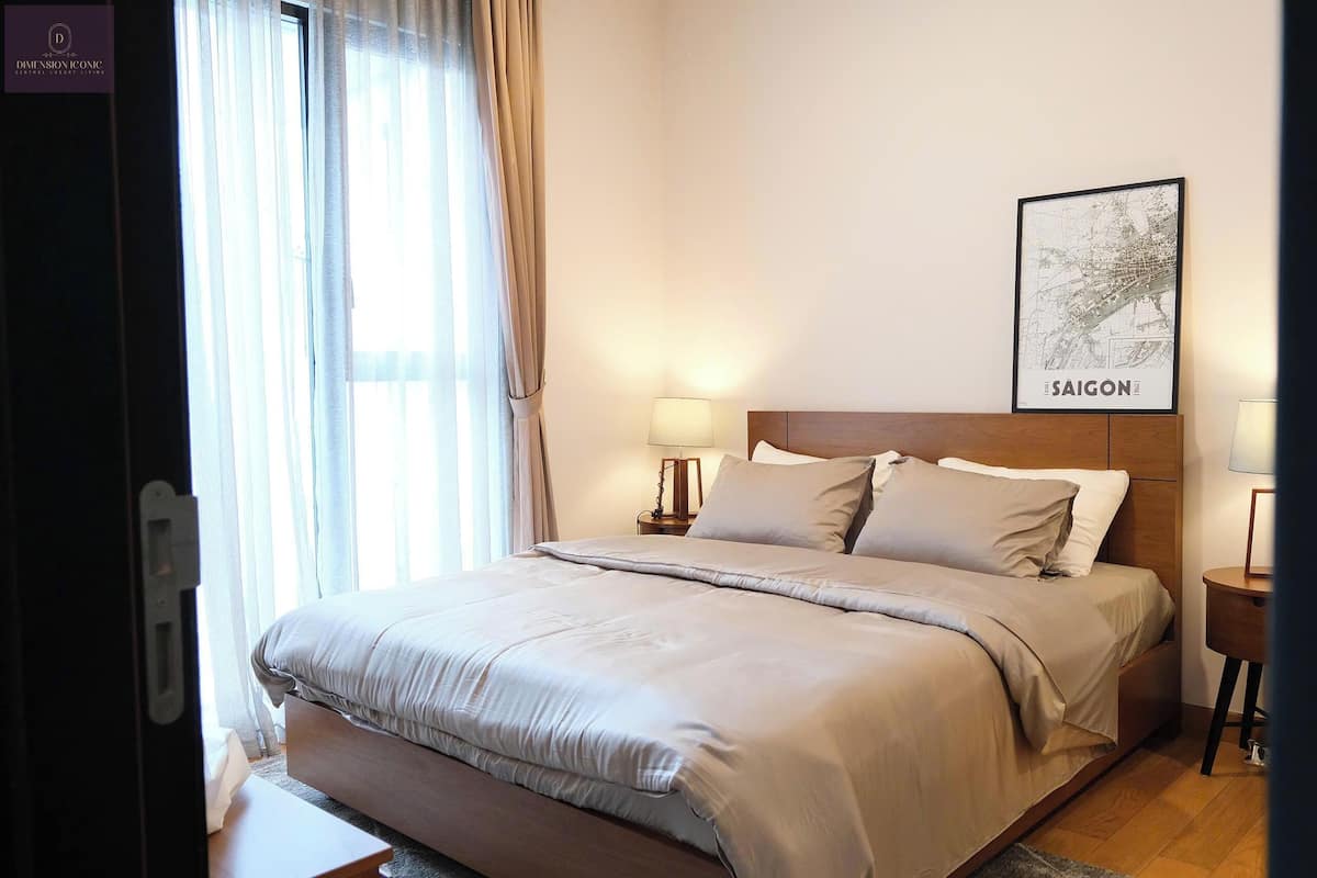 Deluxe Apartment, 2 Bedrooms, Pool Access, City View | Desk, blackout drapes, soundproofing, iron/ironing board