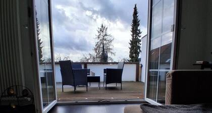 Exclusive loft with fireplace & sun terrace near the trade fair directly at the train station & parking lot