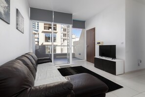 Cobertura, vista para a cidade | Área de estar