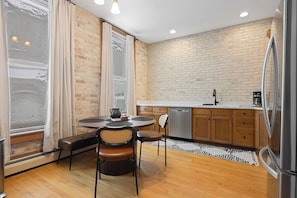 Coffee/tea maker, fridge, microwave, oven - Downtown View - River Street Lofts | Lake Michigan (Elk Rapids)