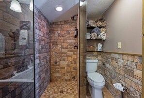 Shower, hair dryer, towels, soap - A-frame cabin - Low level with private entrance . No guests live  above you .  (Canton)