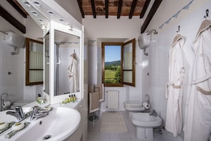Dusche, Haartrockner, Bidet, Handtücher