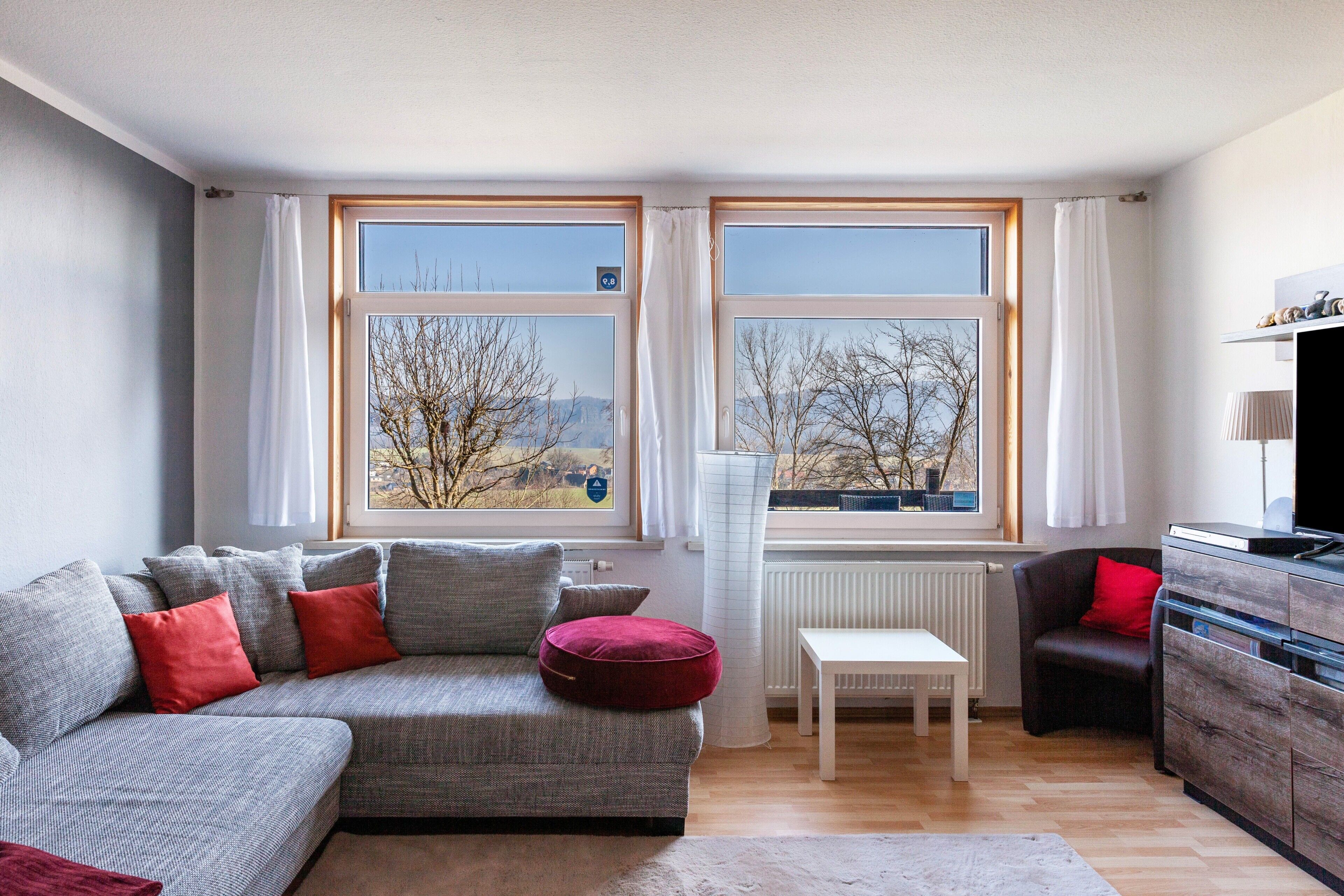 Een televisie, een open haard en een dvd-speler