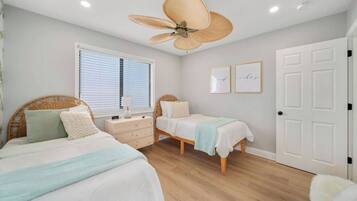 Iron/ironing board, travel crib, free WiFi, bed sheets