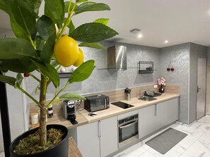 Microondas, horno, placa de cocina