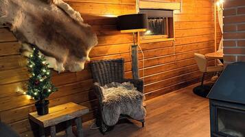 Superior Apartment, River View | Living area | Fireplace, heated floors