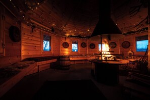 Chimenea y piso con calefacción 