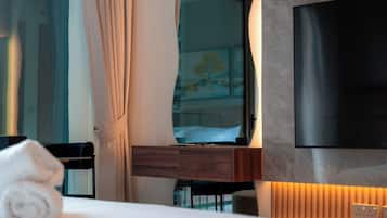 Studio – premium, 1 kingsize-seng, balkong | Sengetøy av topp kvalitet, strykejern/-brett og wi-fi (inkludert)