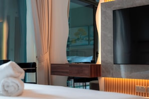 Premium-Studio, 1 King-Bett, Balkon | Hochwertige Bettwaren, Bügeleisen/Bügelbrett, kostenloses WLAN