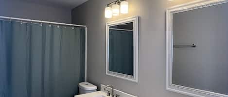 Secador de cabelo, toalhas de banho, sabonete, papel higiênico