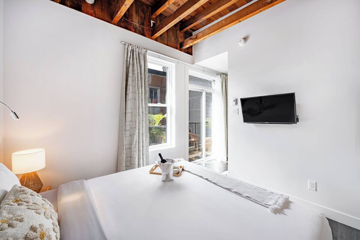 Blackout curtains, iron/ironing board, free WiFi, bed sheets
