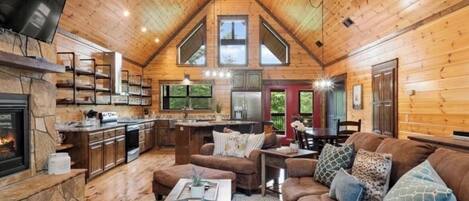 Smart TV, chimenea y reproductor de DVD