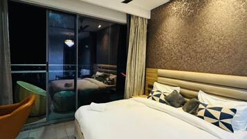 Shower, free toiletries, towels, soap