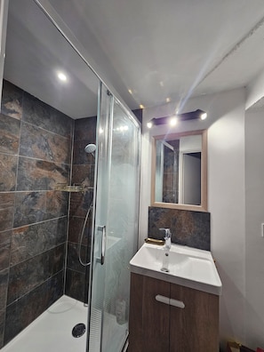 Hair dryer, soap, toilet paper