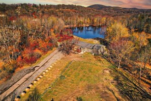 Aerial view - Cozy Modern Studio Near Lake • Porch & Fire Pit (Monroe)