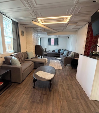 Living area. Historic 4-bedroom pet friendly rental close to downtown.