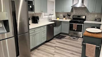 Fridge, microwave, oven, dishwasher