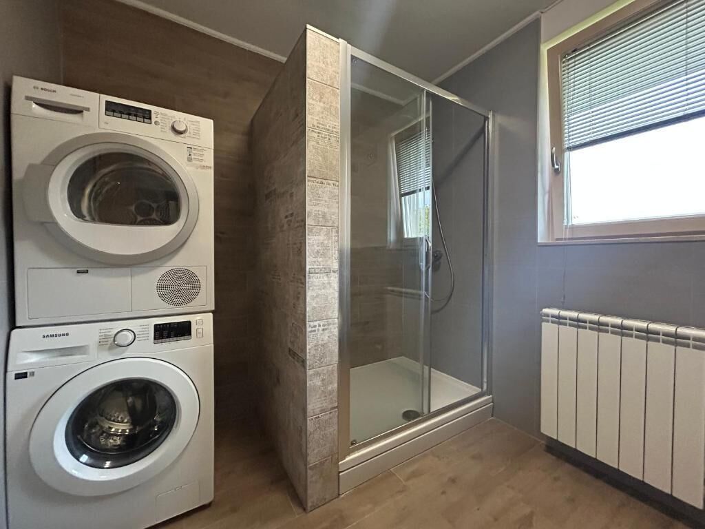 Hair dryer, bidet, towels, soap
