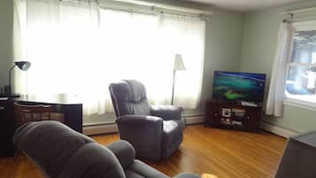 Smart TV, DVD player, books, video library