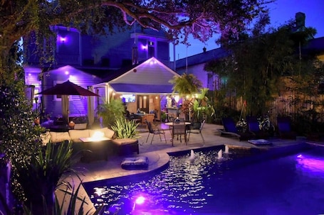 A heated pool. Dragonfly Treme-King suite-balcony-Historic-Salt Pool-Ensuite