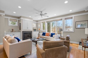 TV, fireplace - Charming, Spacious Urban Retreat with Park Views in Chevy Chase MD (Chevy Chase)