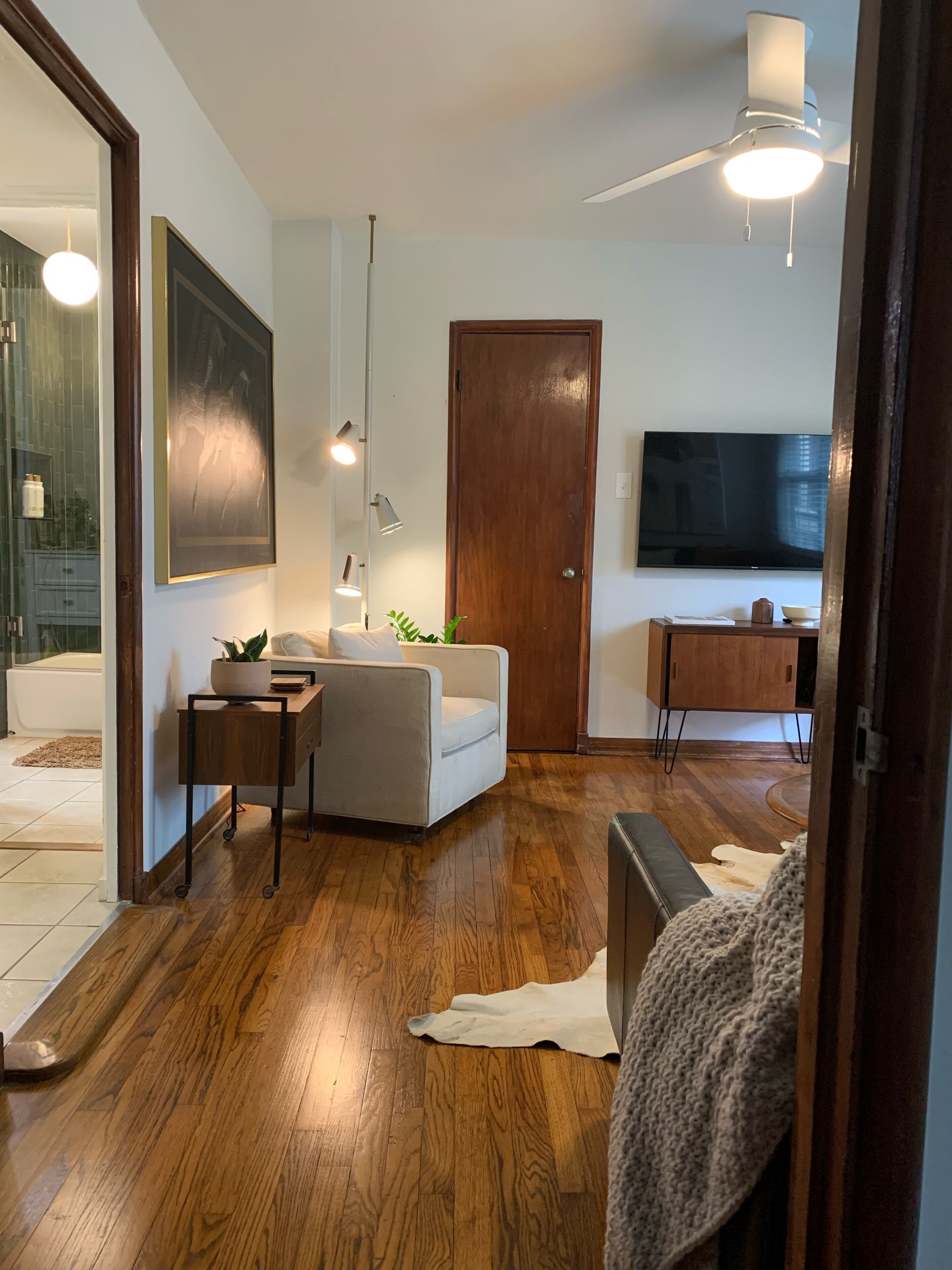 华丽公寓, 1 张大床, 厨房, 庭院 | 起居区