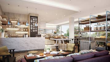 Poolside views, serves lunch, dinner and happy hour