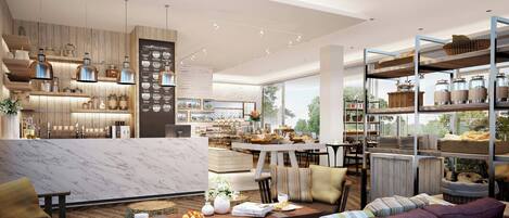 Con vista a la piscina, se sirven almuerzos, cenas y happy hour