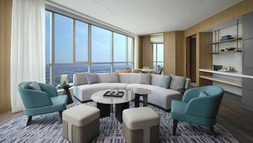 Executive Suite, 1 King Bed | Living room | 55-inch LCD TV with cable channels