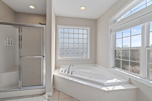 Shower, hair dryer, towels - "Burdnest" is a 5 Bedroom Oak Island Home! (Oak Island)