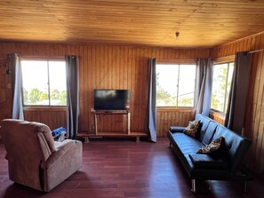 Smart-TV, Kamin, Stereoanlage