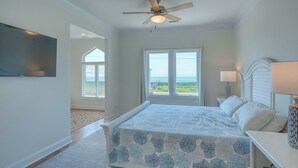 8 bedrooms, free WiFi, bed sheets - Dock Holiday: 8BR Soundfront Home w/ Hot Tub, Ocean Views & Dock (North Topsail Beach)