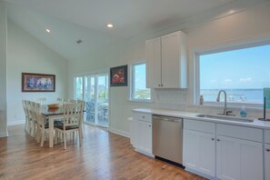 Dining - Dock Holiday: 8BR Soundfront Home w/ Hot Tub, Ocean Views & Dock (North Topsail Beach)