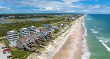 Soak up the Sun | 6BR Oceanview & Soundside Home Near Pier | Pet Friendly, Elevator & Hot Tub