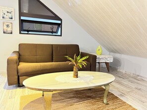 Smart-TV, Tischtennisplatte, Bücher